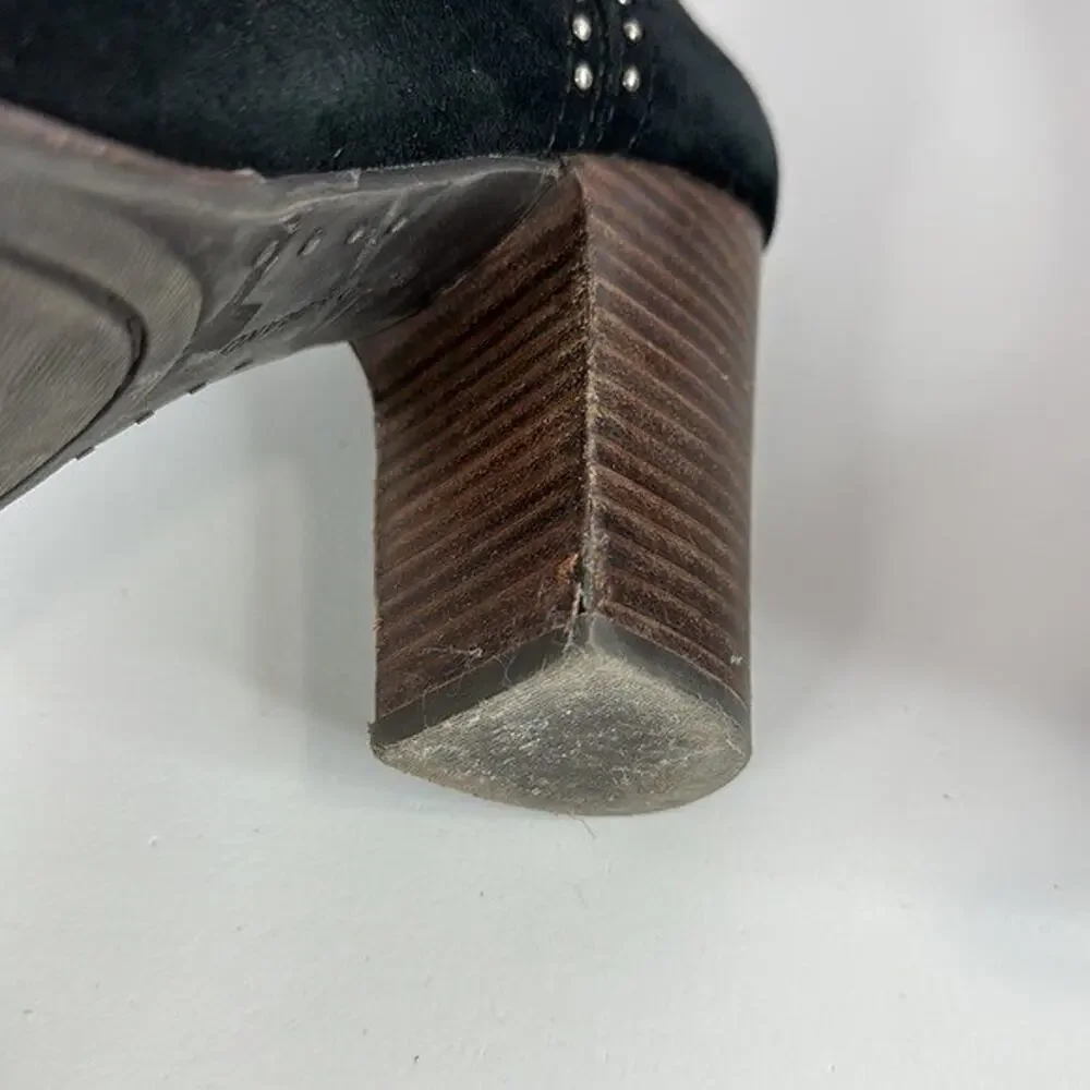 Lucky Brand Shoes Lotisha Booties Womens 8.5 Black Peep Toe Block Heel‎ Leather